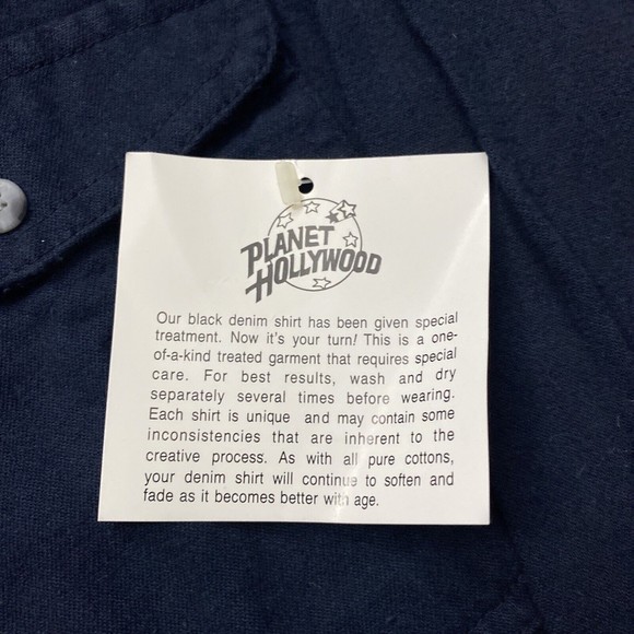 NOS New Planet Hollywood Chicago Denim Shirt Denim Button Up L Taiwan ROC RARE - Picture 5 of 10